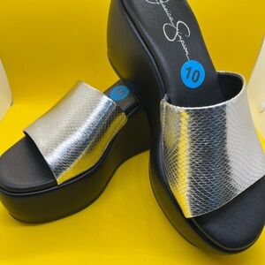 Jessica Simpson Silver Platform Sandals